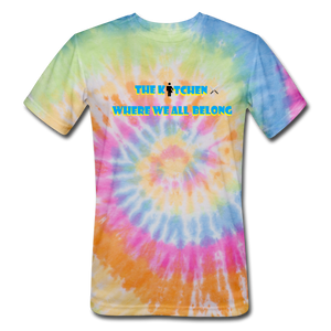 "The Kitchen: Where We All Belong" Tie Dye T-Shirt - rainbow