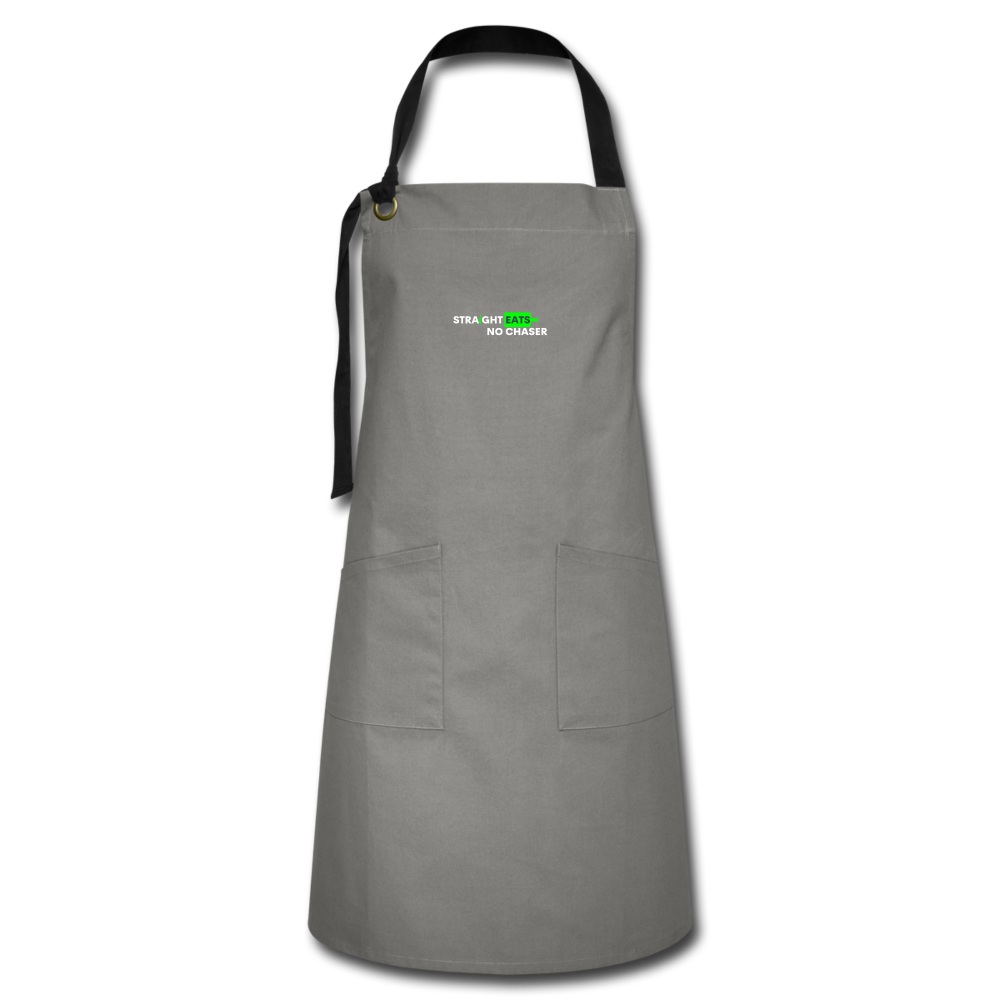 "Straight Eats. No Chaser." Artisan Apron - gray/black