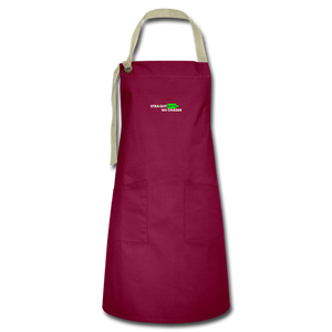 "Straight Eats. No Chaser." Artisan Apron - burgundy/khaki